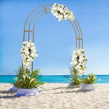 3-Layer 8.53Ft Metal Wedding Arch-shaped Rack Backdrop Arch Decoration Stand