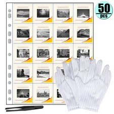 50pcs Archive Negative Sheets Storage Pages Sleeves Slide for 35mm 135 Film