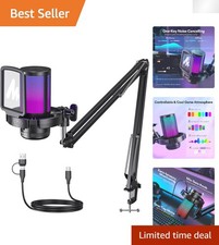 Gaming USB Microphone with Noise Cancellation  RGB - Stream Like a Pro 