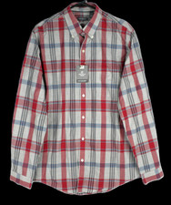 NWT  Van Heusen Men's Red Plaid Classic Fit Long Sleeve Shirt Size M