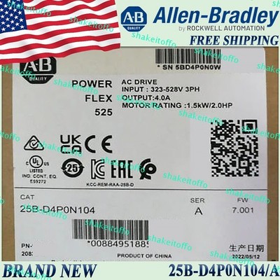 Sealed AB 25B-D4P0N104/A Power Flex 525 1.5kW 2Hp AC Drive US Stock