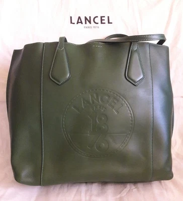 Sac Lancel cabas en cuir vert - Photo 1/4