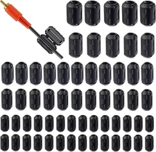 60 Pcs Black Clip-On Ferrite Ring Core for 3.5Mm to 13Mm Diameter Cable