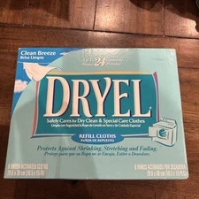 NEW-DRYEL At Home Dry Cleaning Cloths 6 Refills ULTRAcleaning Clean Breeze Scent