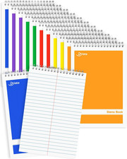 Steno Pads Spiral 6x9 12 Pack Gregg Rule Notebooks 6 Assorted Covers 60 Sheets W