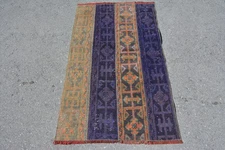 Rug, 2.8x4.7 ft Orange and Blue Vintage Handcrafted Area Rug