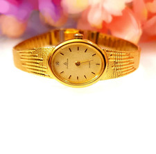 Dugena Quartz Vintage Damenuhr Schmuckuhr Goldfarben 18mm läuft - Batterie NEU