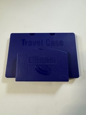 Efferdent Denture Cleanser Travel Case with Brush Blue Holder - NEW