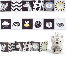 Newborn Soft Activity Book Black & White High Contrast Baby Book Infant Sensory 