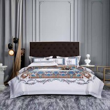 Luxury 4 Piece Bedding Set 100 Cotton Duvet Cover, Flat Sheet  2 Pillowcases