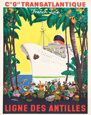 French Line Colombie Cruise Ship Poster Market Wall Art- 12X16/16X20/18X24/24X36