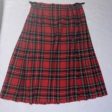 Vtg Women's Pitlochry Wool Kilt Skirt Red Stewart Plaid Tartan Scotland Size 14