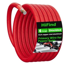 HiFind 4 Gauge AWG Power Ground Wire Cable 10 Ft, True Spec Shielded Braided ...