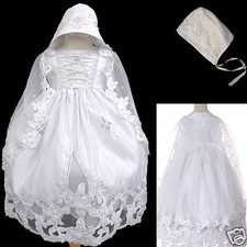 NEW Baby Girl  Toddler Christening Baptism Formal Dress White new born to 30M