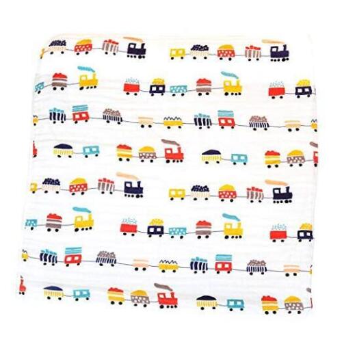  Dream Everything Blanket - 100% Muslin Cotton - Oversized 47 inches x Trains - Picture 1 of 6