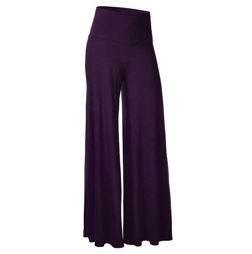 Pantaloni lunghi UK donna ufficio larghi elasticizzati vita alta gamba larga Palazzo UK - Foto 22 di 45