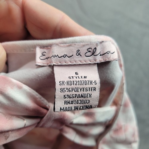 Girls Pink Tie-Dye Long Sleeve Top W/ Bow Back & Metallic Heart Print By Emma & - Picture 2 of 7