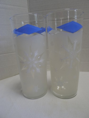 Vintage Frosted Diamond Snowflake Atomic Tumblers set of 5 - Picture 6 of 11