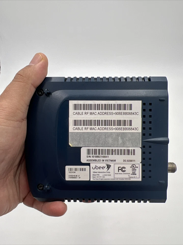 Ubee Ambit U10C018 DOCSIS 2.0 Cable Modem U10C018.80 w/ Adapter - Image 3 of 3