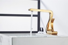 GOLD PVD single hole Square modern bathroom basin Sink faucet tap deck mounted