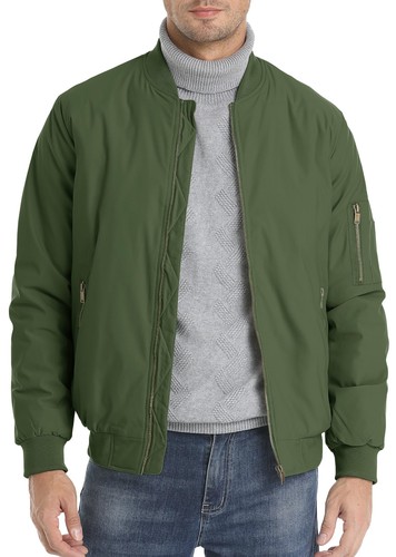Men's Windbreaker Bomber Jackets Casual Warm Padded Lightweight Pilot Work Coats - Picture 29 of 76
