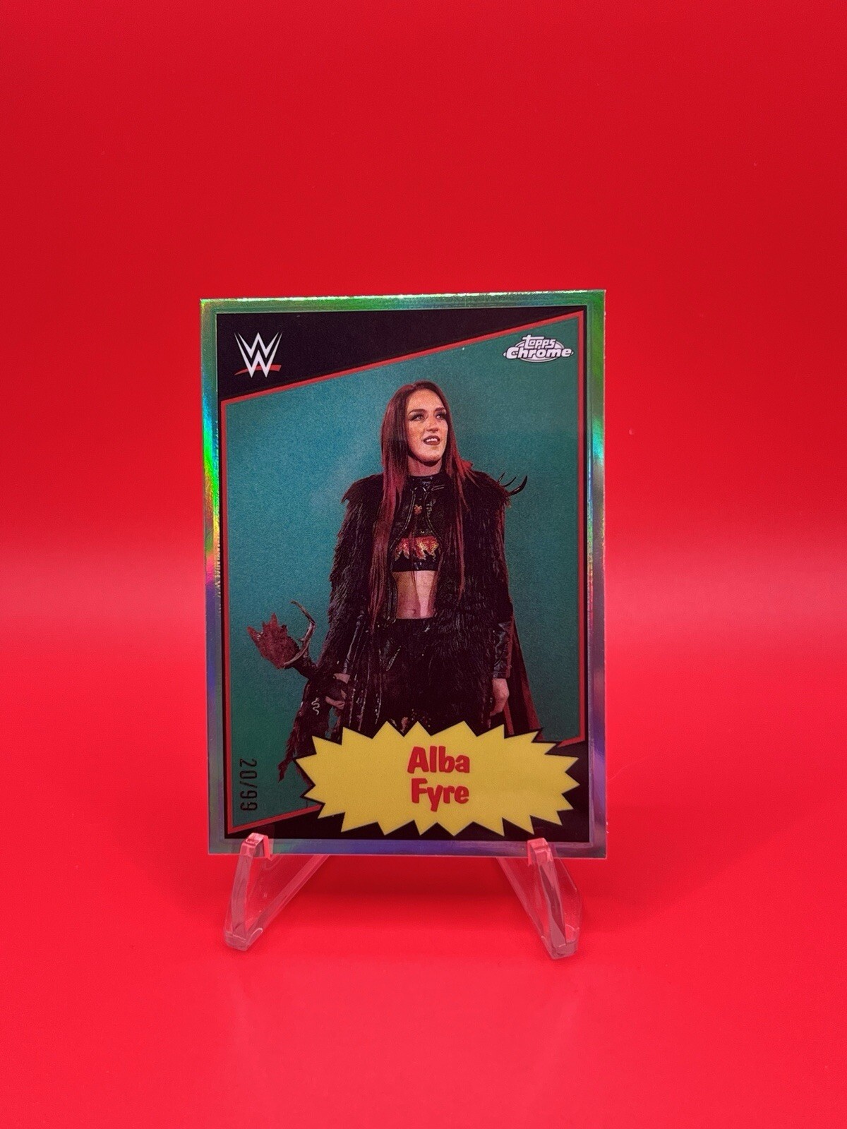 2025 Topps Chrome WWE Alba Fyre 1985 Insert Green Refractor 78/99