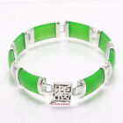 Eight Segment Green Jade Bracelet w/ 925 Sterling Silver Links - Tpj