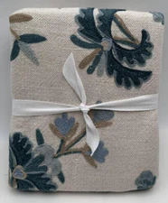 Pottery Barn Liana Crewel Embroidered Table Throw ~ 50" x 50" ~ Blue