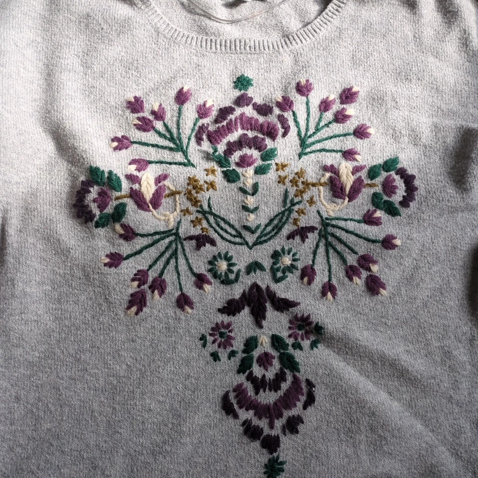 Suéter Sonoma Para Mujer Mediano Floral Grandmacore Look Púrpura Algodón Nylon Foto 2 de 4