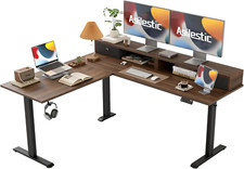 63 X 55 INCH L Shaped Electric Standing Desk with 2 Drawers, Ergonomic Adjustabl