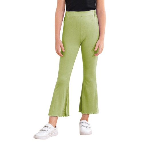 Kids Girls Trousers Workout Sweatpants Slim Fit Bell Bottoms Solid Color Pants - Picture 16 of 43