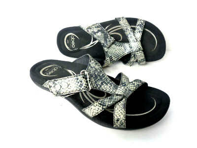 ABEO Leucadia Womens US 6M Black Snake Print Slide Sandals Shoes