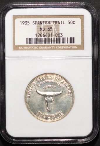 1935 50c Silver Spanish Trail Half-dollar MS 65 NGC # 1706401-003 + Bonus