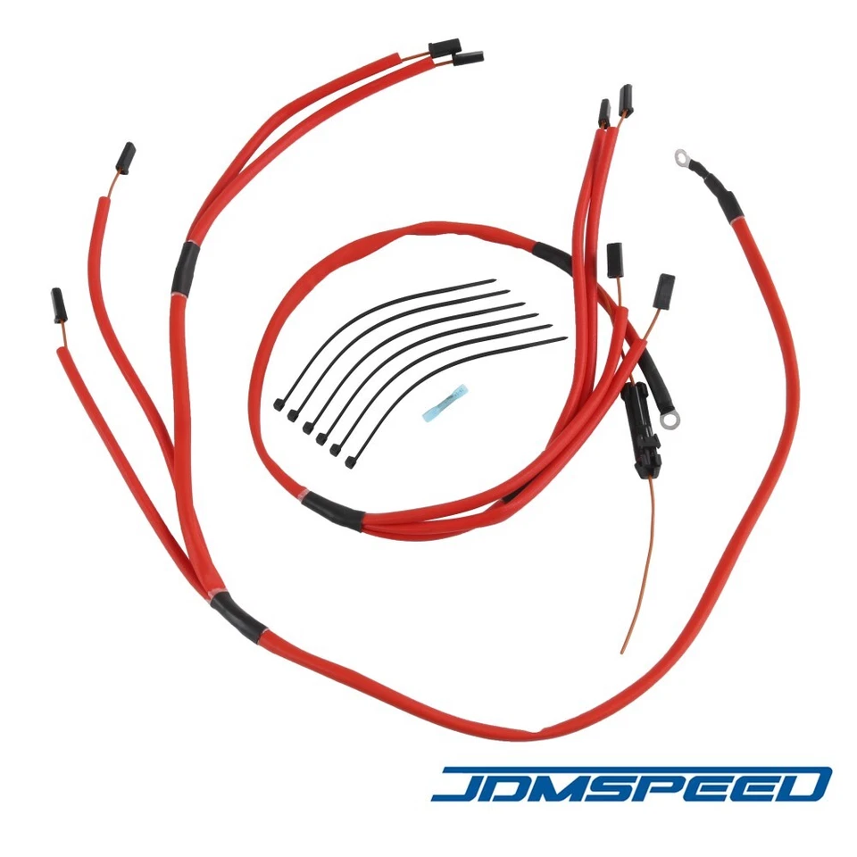 Red 1200°F Insulated Glow Plug Harness For CHEVROLET GMC 6.5L Turbo Diesel  - Image 2 of 4