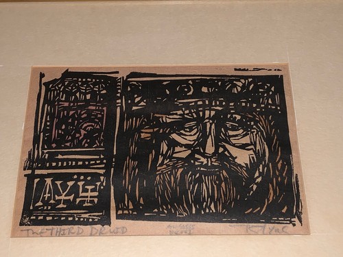 R. Charlie Lyons Hand Colored Woodcut Print ~The Third Druid~ Artist Proof 1963 - Picture 8 of 19
