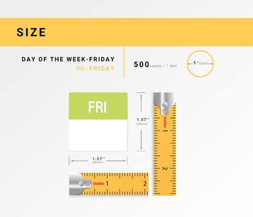 FRIDAY Day of the Week Labels / Stickers - (30) Rolls of 500 (40mm x 40mm) - Picture 3 of 5