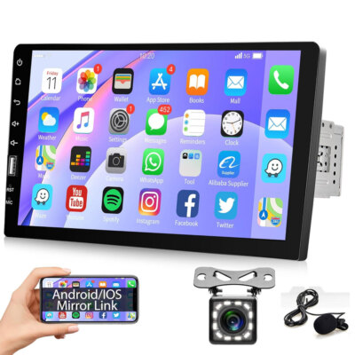9'' 1DIN Autoradio Bluetooth Touchscreen USB FM Android/iOS-Spiegel Link + Kamera