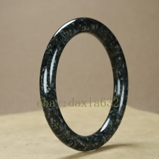Natural Ink Green Jade Olive Green Hotan Jade Round Bar Bracelet  55-56mm