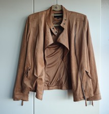 Adrienne Vittadini Faux Suede Camel Biker Jacket. Size Xs/8 (large). Pre-owned
