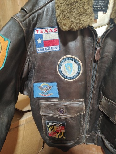 AVIREX Type G-1 Leather Flight Bomber Jacket Men's Size LARGE Color Brown - Picture 9 of 23