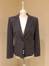 Klass Tailored Jacket Grey Herringbone Size 12 Petite