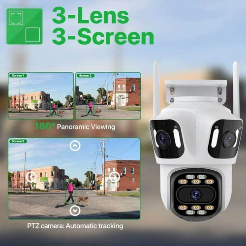Wireless WiFi Bluetooth Security Camera Outdoor 1080P 3 Lens PTZ CCTV Home House - Picture 5 of 17