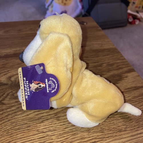 Applause Hush Puppies Vanilla Beanbag Puppy dog LNWT Bananas and Cream - Picture 2 of 7
