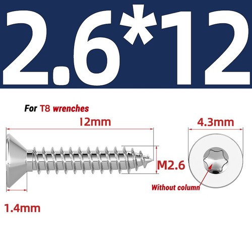 2mm 2.3mm 2.6mm 3mm - 6mm Torx Countersunk Fully Threaded Chipboard Wood Screws - Picture 29 of 87