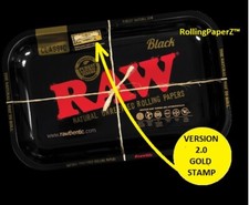 RAW GOLDEN STAMP Black Metal Rolling Tray VERSION 2 Limited Edition 11'' x 7''