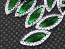 12 x Sew On JEWEL Grade A GEM Crystal Rhinestone 15mm x 7mm (8 Colours ) #4