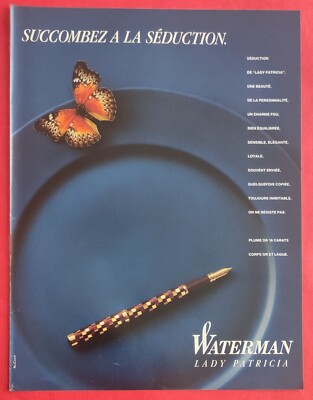 Pressewerbung: Füllfederhalter LADY VICTORIA von WATERMAN Schmetterling 1989