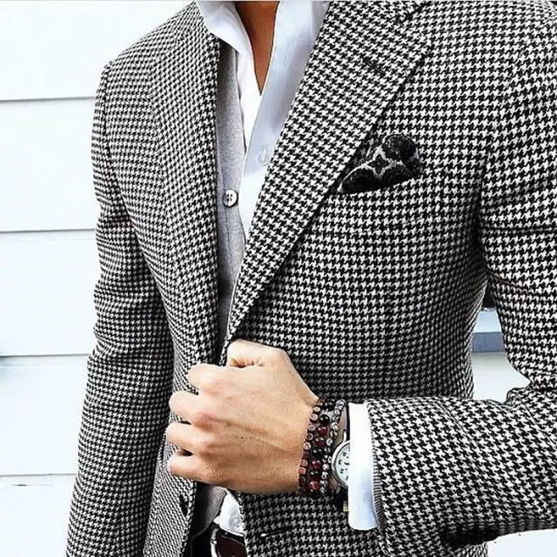 Mens houndstooth blazer clearance black and white