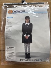 Child Wednesday Addams Black Skull Dress Stripe Leggings Girls Halloween Costume