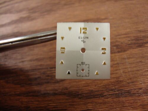 NOS VINTAGE SQUARE ELGIN TWO-TONE DIAL-ORIGINAL-HARD TO FIND-FREE SHIP-NICE!!!!! - Picture 1 of 3
